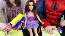 Barbie PLAY DOH Video Doll Bracelets Challenge DisneyCarToys & Spiderman Competition My Si