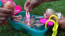 POOL Fun ! ELSA & ANNA toddlers & Chelsea slide Shopkins in the water! Splash, Jump, Swim, Play !