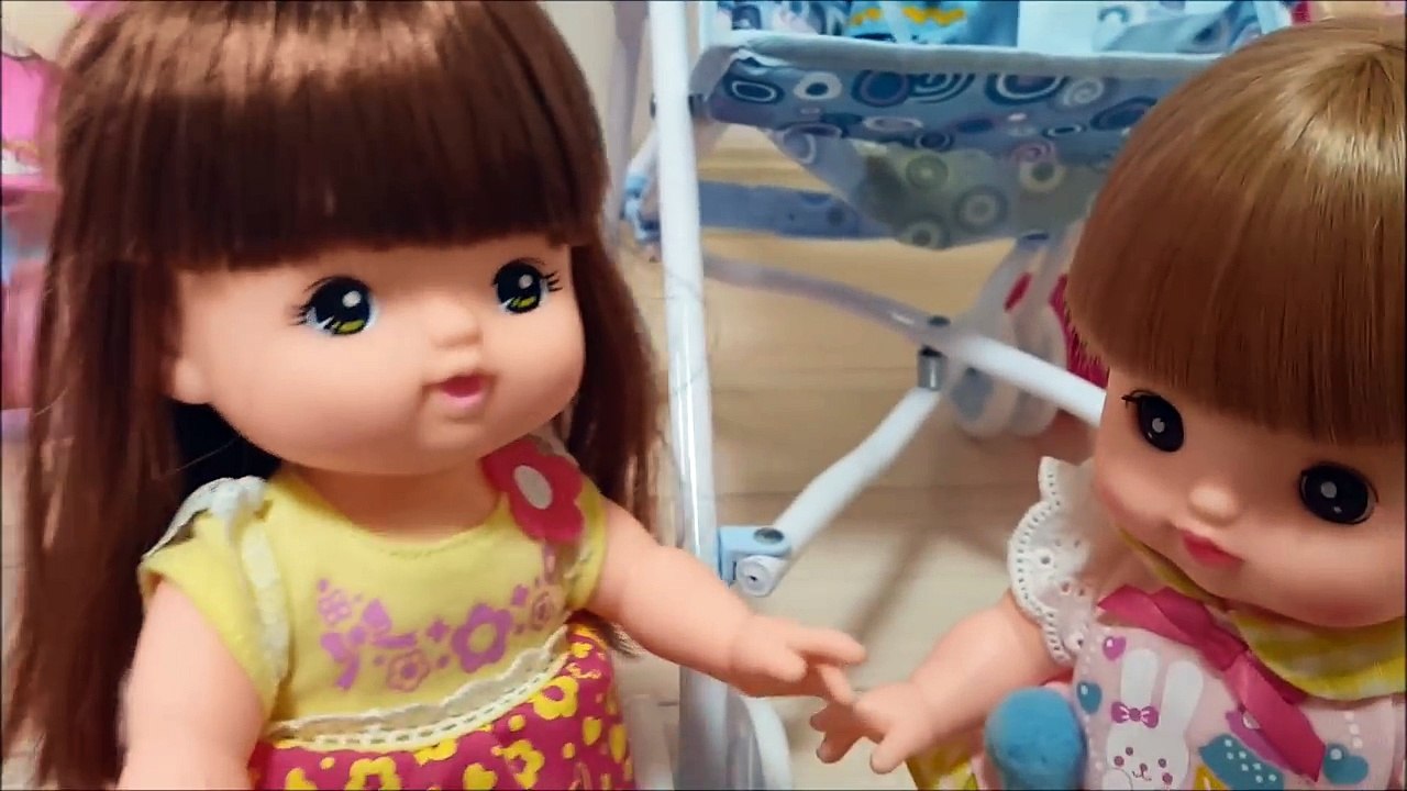 メルちゃんお友だち４人みんなでベビーカーにのったよ！ミニーちゃんのテントハウスまでいったよ！ ❤ ごっこ 遊び トイキッズ 子供向け 人形 おもちゃアニメ キッズ Toy Baby doll