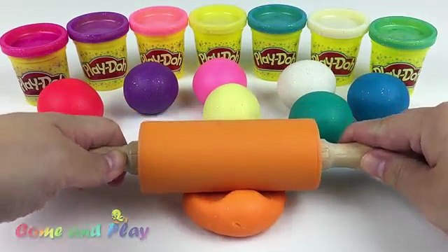 Fun Learning Colors with Play Doh Sparkle Compound Collection and Dinosaur molds Creative