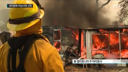 美 요세미티 인근 대형 산불...고온 건조 강풍타고 '활활' / YTN
