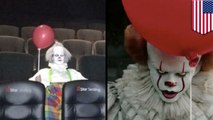 People dressed like 'It' are freaking people out inside movie theaters