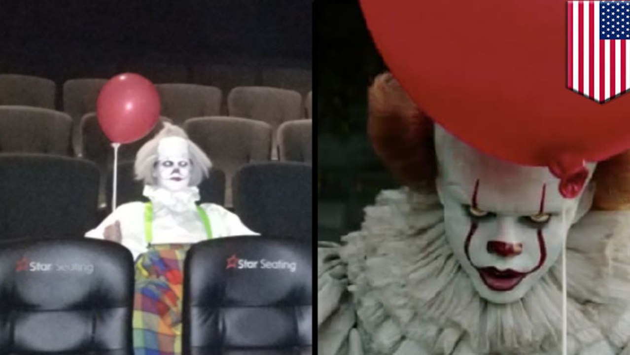 People dressed like 'It' are freaking people out inside movie theaters