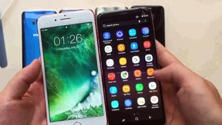 Galaxy S8 Plus Clone infinity Screen vs iPhone 7 Plus Red Color Review