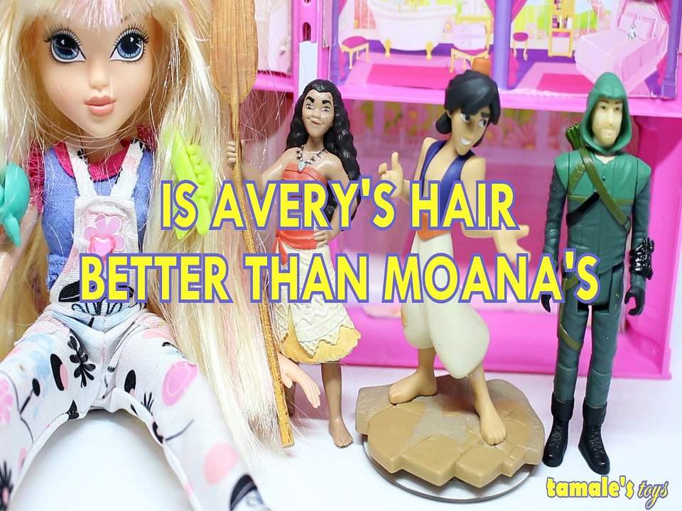 IS AVERY'S HAIR BETTER THAN MOANA'S MOXIE GIRLZ ALADDIN GREEN ARROW TOYS PLAY DISNEY ,PIXAR,DC COMICS