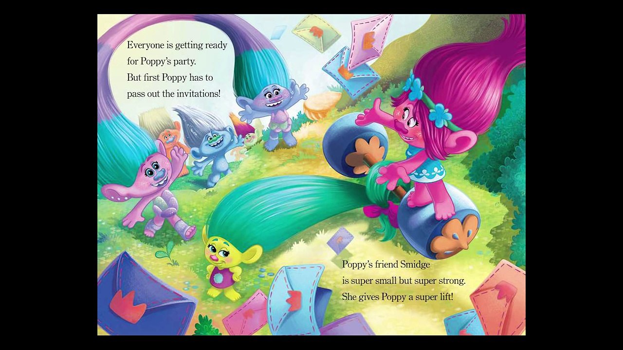 Dreaworks TROLLS Storybook~ POPPYS PARTY read along ~ Story Time ~ Bedtime Story Read Aloud Books