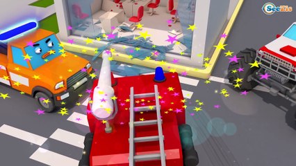 Kids Car Cartoon: Fire Truck and Police Car with Race Story in the City Cars & Trucks Stories