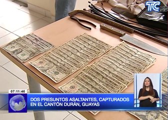 Dos presuntos asaltantes capturados en el cantón Durán