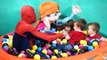 Babys balls pit Frozen Anna Spider man and Kinder surprises with Babys adventure funny kids video
