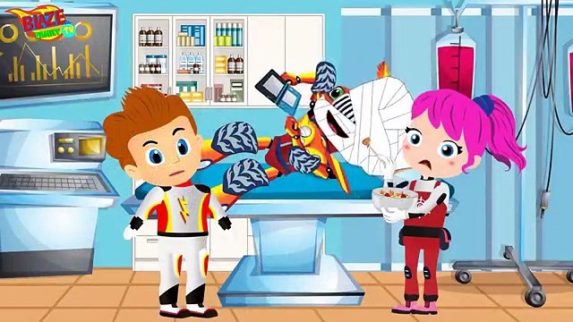 BLAZE CAR MONSTER MACHINES Assistance By Specialized Vehicles When Punctured Tyres! Cartoon For Kids