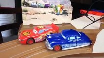 Disney Pixar Cars Lightning McQueen and Doc Hudson Racing Motorized Play Set -DinseyToyCollection