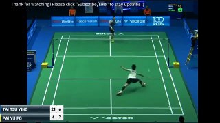 2017 Tai Tzu Ying vs PAI Yu Po Malaysia Open R2 戴資穎 v 白馭珀 馬來西亞羽毛球公開賽 预赛2