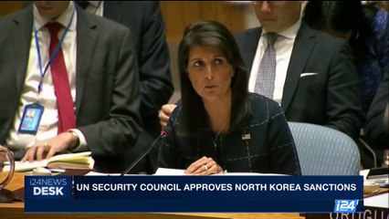 下载视频: i24NEWS DESK | UN security council approves North Korea sanctions | Monday, September 11th 2017