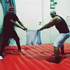 very funny jumping in underwear