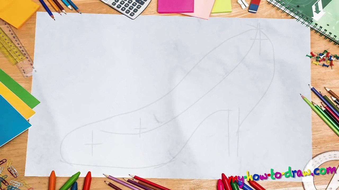 How to draw Cinderellas Glass Slipper Easy stepbystep drawing