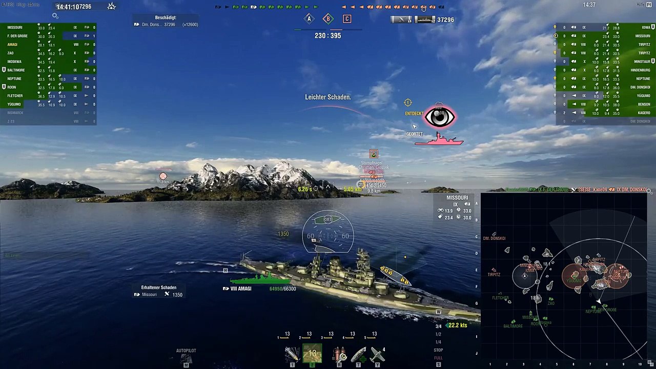 World of Warships - Amagi Tier 8 Gameplay - 173k Damage