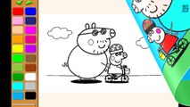 Peppa Pig Coloring Pages for Kids ► Peppa Pig Coloring Games ► Daddy Pig Bike Riding with Peppa