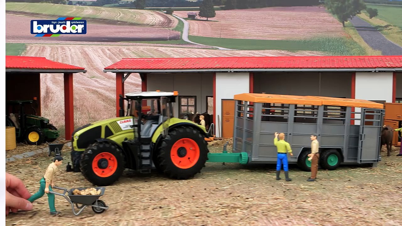 Viehtransportanhänger mit 1 Kuh -- 02227 -- Bruder Spielwaren