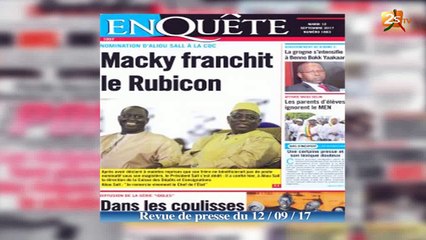 REVUE DE PRESSE DU 12 SEPTEMBRE 2017