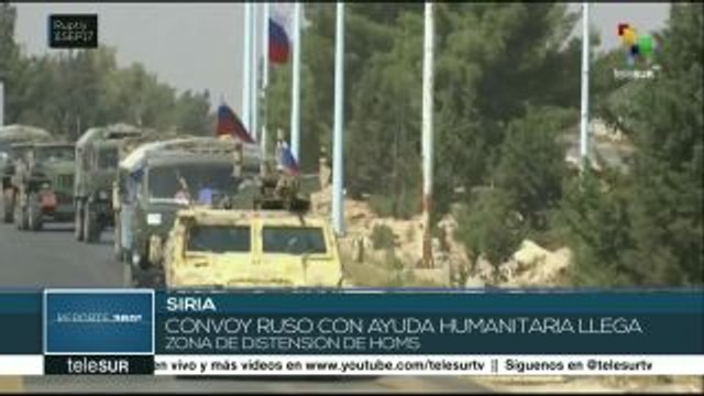 Convoy ruso con ayuda humanitaria llega a zona de distensión de Homs