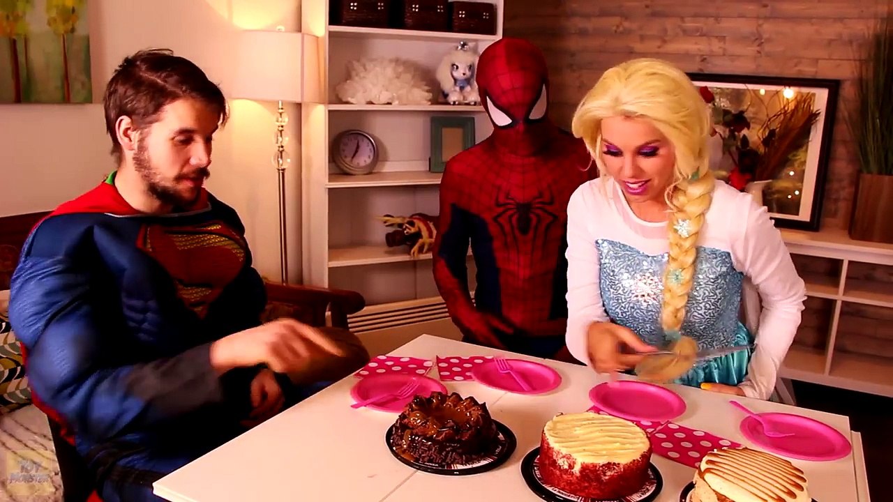 Frozen Elsa & Spiderman CAKE CHALLENGE! w/ Joker Anna Surprise Eggs Maleficent Fun In Real