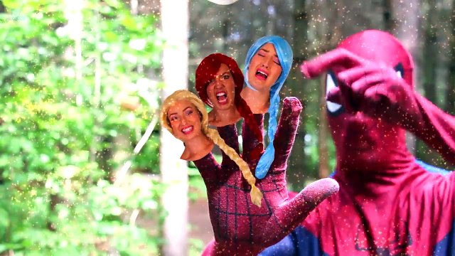 Frozen Elsa RAINBOW HAIR SPELL! w/ Spiderman Bad Bad Baby Maleficent Pink Spidergirl! Supe