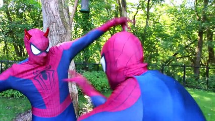 EVIL ELSA CHAINS Spiderman & Frozen Elsa! w/ Maleficent Joker Pink Spidergirl! Funny Super