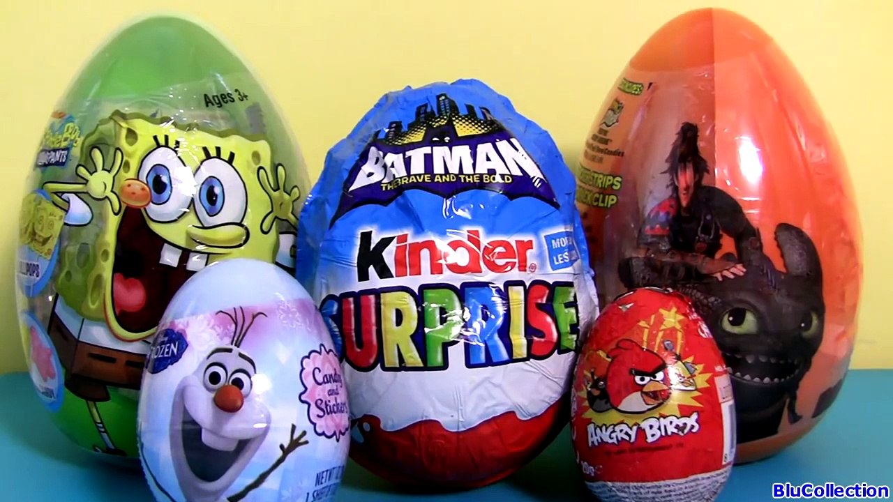 Huge Batman Kinder Surprise Easter Eggs SpongeBob Train your Dragon AngryBirds Disney Frozen new