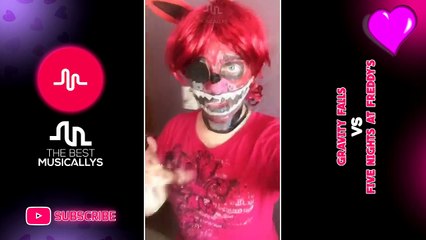 Bill Cipher Vs Foxy The Pirate Fox - Gravity Falls Vs FNAF - Battle Cosplay - Musical.ly