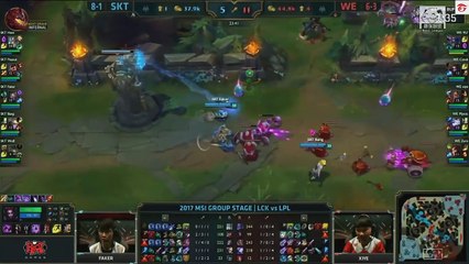 SKT vs WE 兮夜中單路西恩單殺Faker兩次！抗韓成功暴打SKT | 2017 MSI 季中邀請賽
