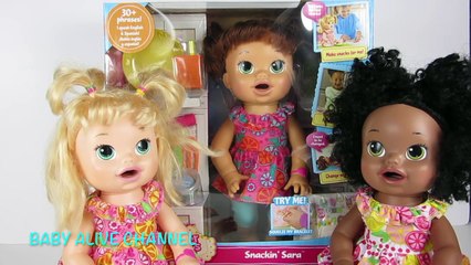 Baby Alive Brunette Super Snackin Sara Unboxing & Night Routine