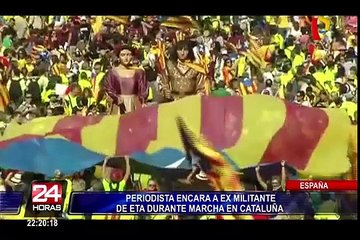 España: periodista enfrenta a ex militante de ETA durante marcha en Cataluña