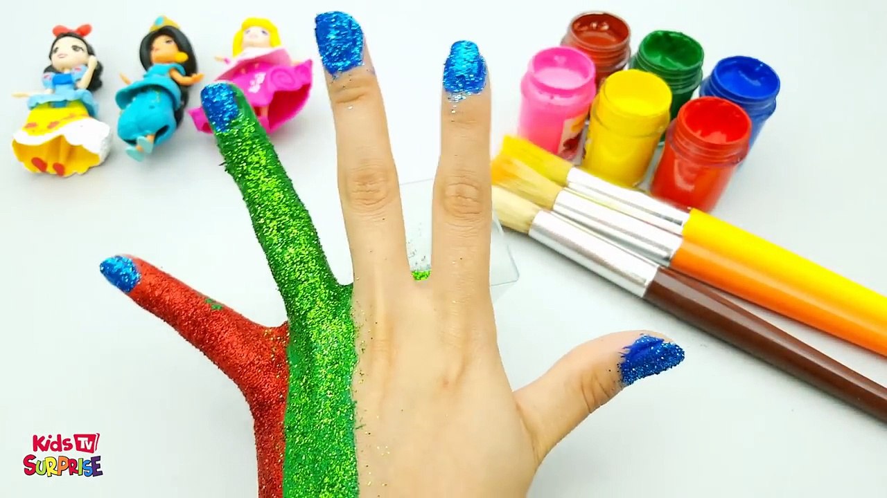 Learn Colors Nursery Rhymes Hand Painted Disney Princesses Elsa Anna Little Mermaid Snow White