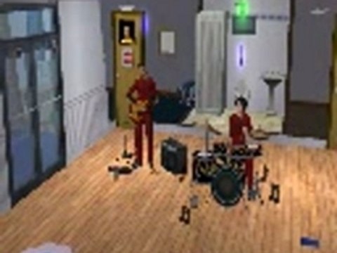 les sims 2 antoine a la batterie et moi a la gratte