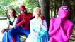 Spiderman & Frozen Elsa TONGUE TWIST! w/ Pink Spidergirl Princess Anna & Belle! Superhero