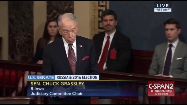 Sen. Grassley (R IA) Slams Chuck Schumer For Lying About Trump Investigation