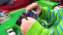 GARBAGE TRUCKS! Family Pretend Play with Playmobil Hot Wheels and Fast Lane! Fun Toy Cars for Kids