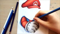 Drawing Mario from Nintendo using coloured pencils