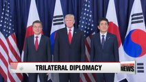 Blue House confirms talks are underway for S. Korea, U.S., Japan summit in New York next week; Trump's Seoul visit in No