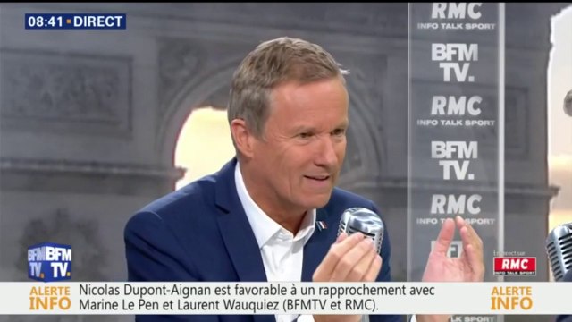 Nicolas Dupont-Aignan est favorable à un rapprochement avec Marine Le Pen et Laurent Wauquiez