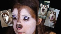 ציור פנים של הכלבה שלי אייבי | Siberian Husky Makeup Tutorial