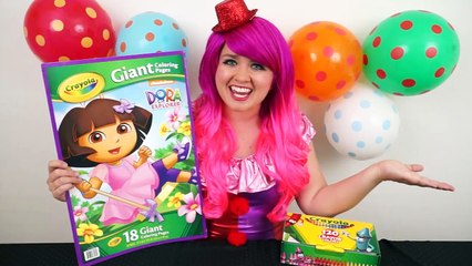 Coloring Dora The Explorer & Boots GIANT Coloring Book Page Crayola Crayons | KiMMi THE CLOWN