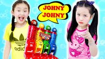 Bad Baby & Bad Kid Steals M&M's IRL Johny Johny Yes Papa Song Nursery Rhymes Learn Colors with Candy