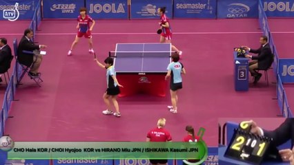 かすみうペア、デビュー戦　2017カタールop 石川佳純/平野美宇 vs CHO Hala/ CHOI Hyojoo（韓国）