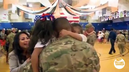Daughter Hugs Daddy During Fort Carson Welcome Home Ceremony
