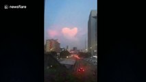 Pink heart-shaped cloud appears in southern China
