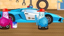 Vehicles Cartoon - The Police Car w Racing Cars & The Fire Truck   1 hour kids videos compilation