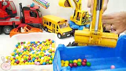 Download Video: Kids toys _ Excavator Dump Truck Cement Mixer Garbage Truck School Bus for kids