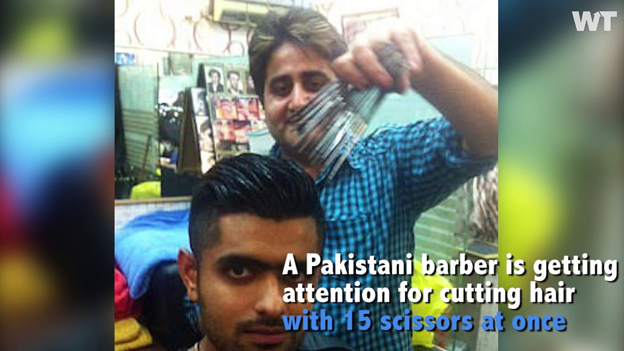 A Pakistani Barber uses FIFTEEN SCISSORS TO CUT HAIR - video Dailymotion