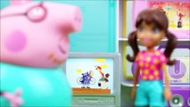 Pig George da Família Peppa Pig Ajudando o Papai Escolher a TV Nova! Em Português KidsToys